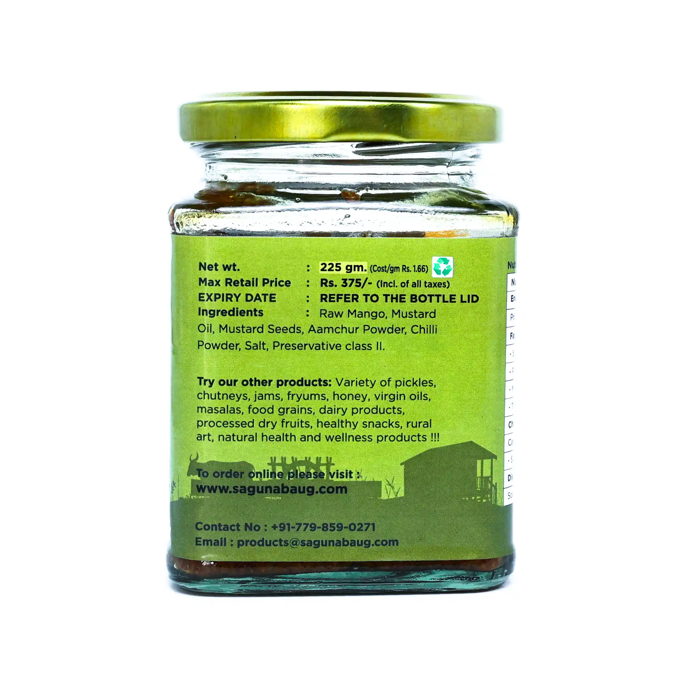 North Indian Raw Mango Pickle (उत्तर भारतीय कैरी लोणचे) - 225 gm - Image 2