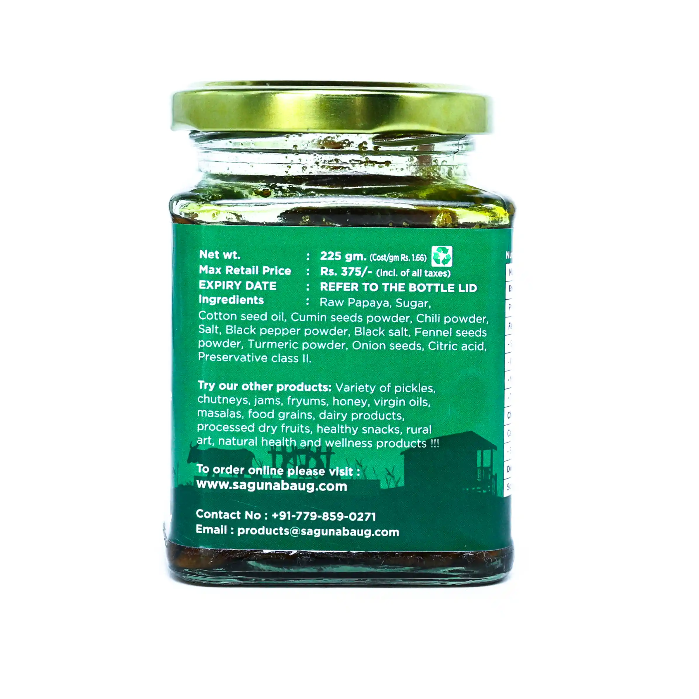 Sweet & Sour Raw Papaya Pickle (कच्या पपईचे आंबट गोड लोणचे ) - (225 gm) - Image 2