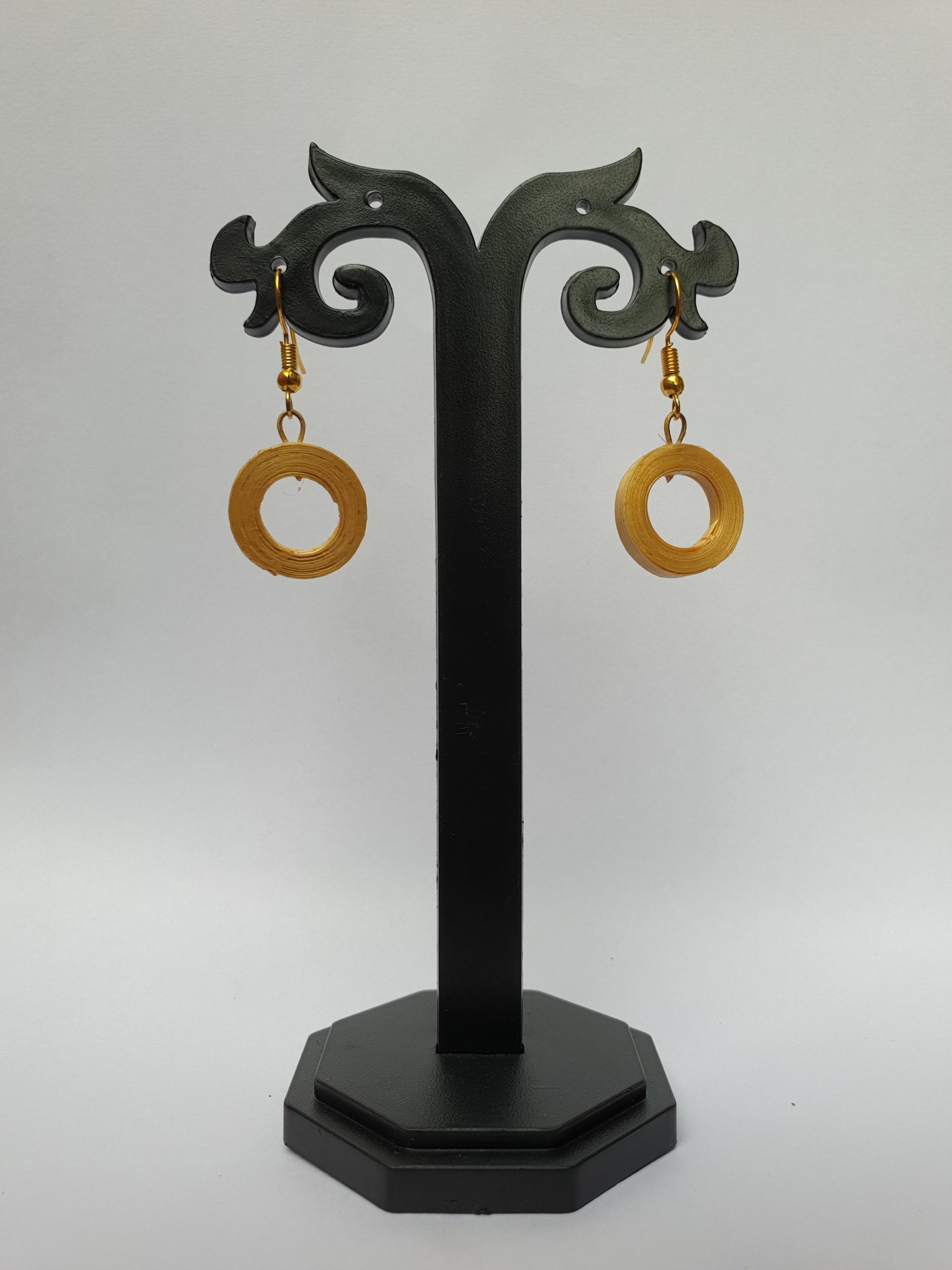 Bamboo Round Pendant Earrings