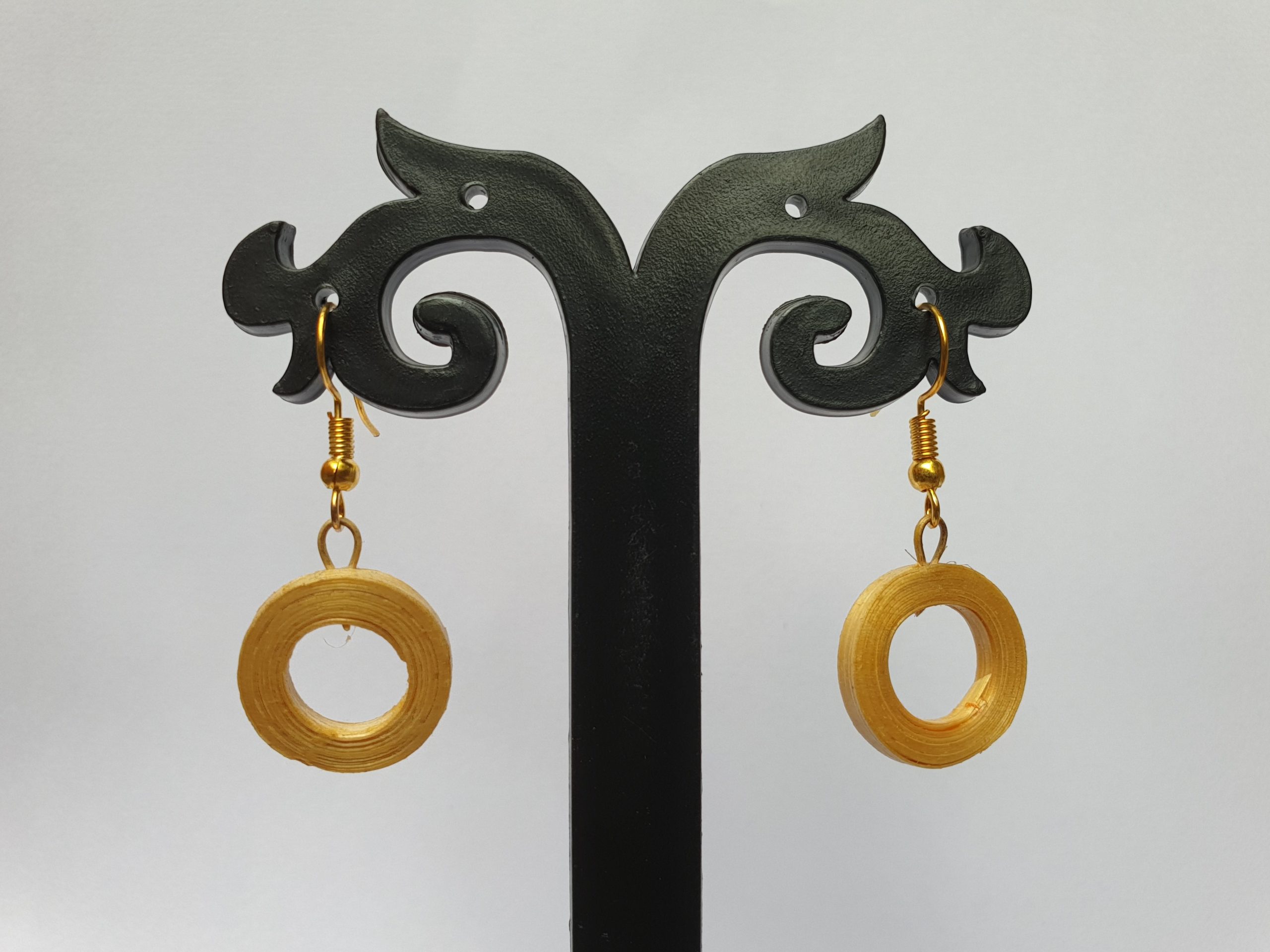 Bamboo Round Pendant Earrings - Image 2
