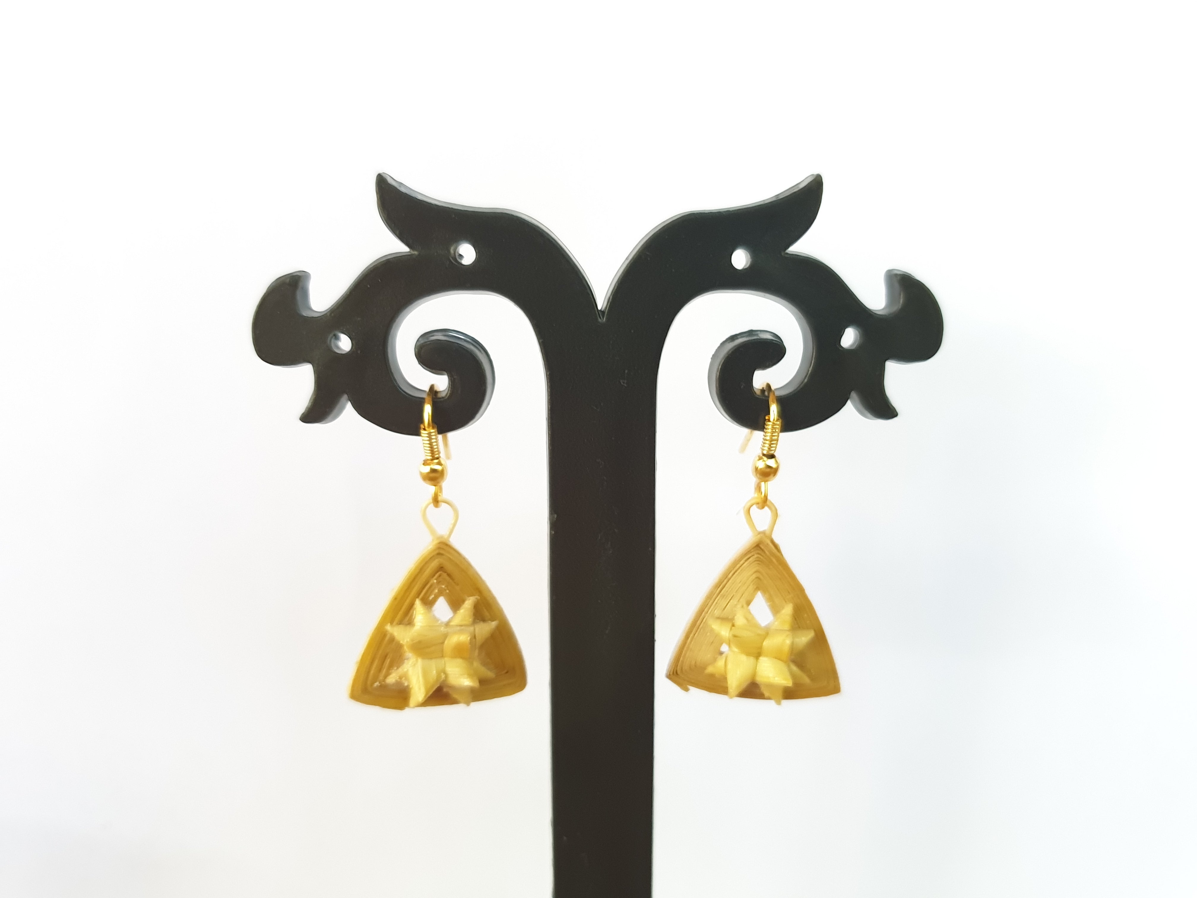 Bamboo Star Pyramid Earrings - Image 2