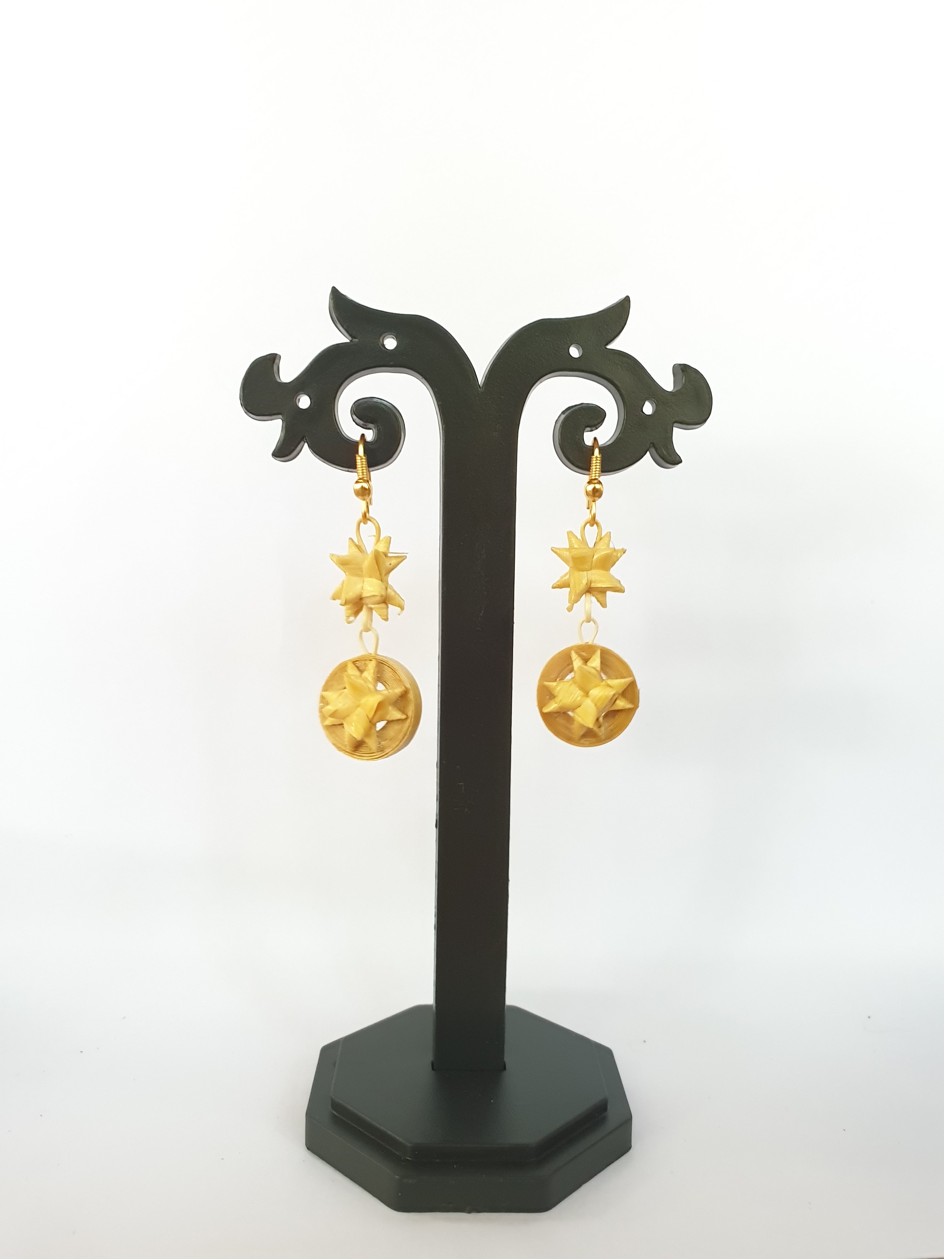 Bamboo Two Star N Round Earrings